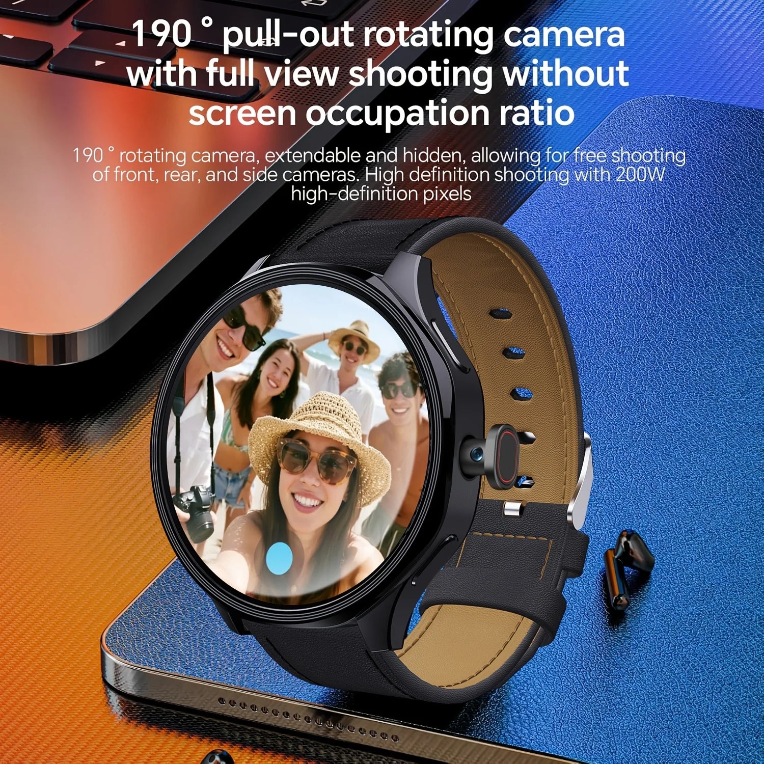 4G Android Smart Watch – AMOLED Display, GPS & Rotating Camera