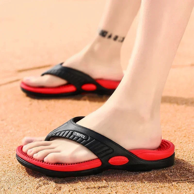 Men's Massage Flip Flops – Breathable Beach Sandals (Extended Size)