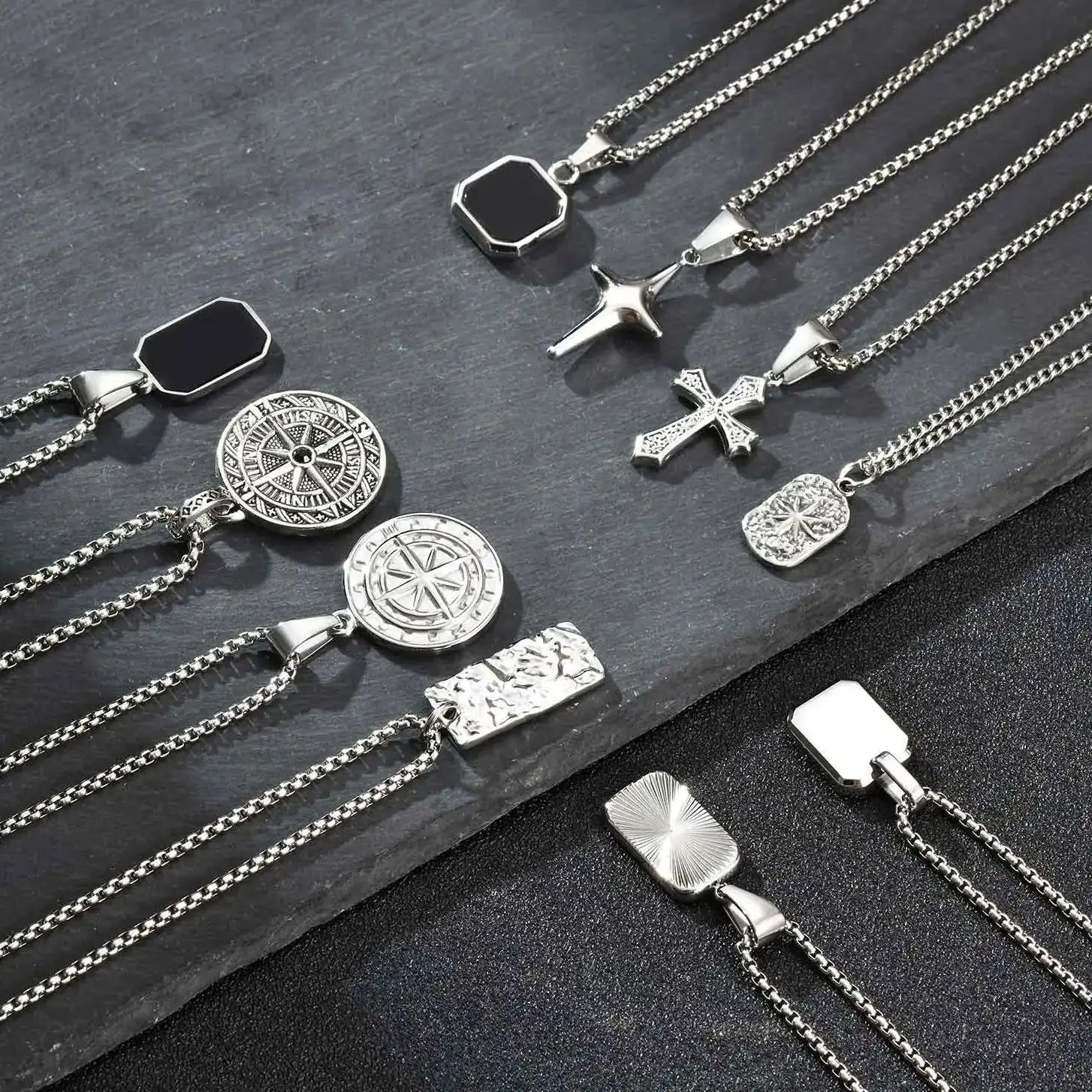Men's Compass Pendant Necklace – Stainless Steel Chain