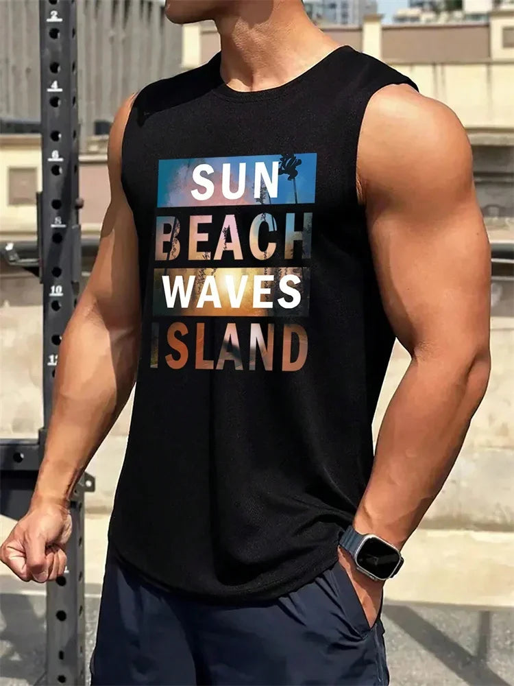Men's Hawaiian Print Vest – Resort Style Sleeveless Top