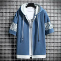 Men's Zip Hoodie T-Shirt – Graphic Print Short Sleeve Top