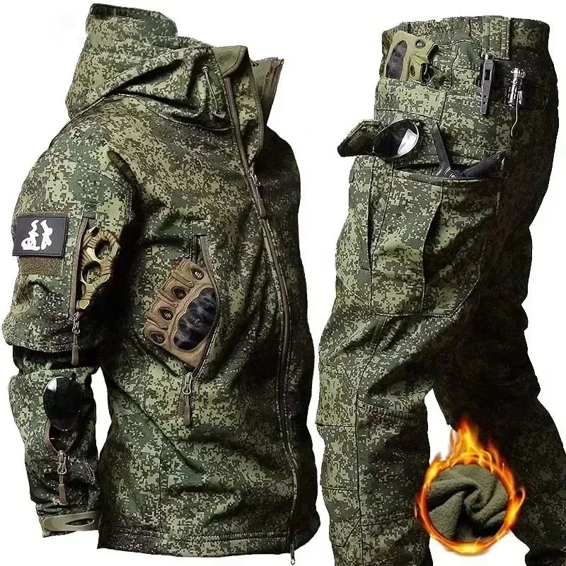 Men's Winter Tactical Jacket Set – Waterproof Hooded Combat Suit