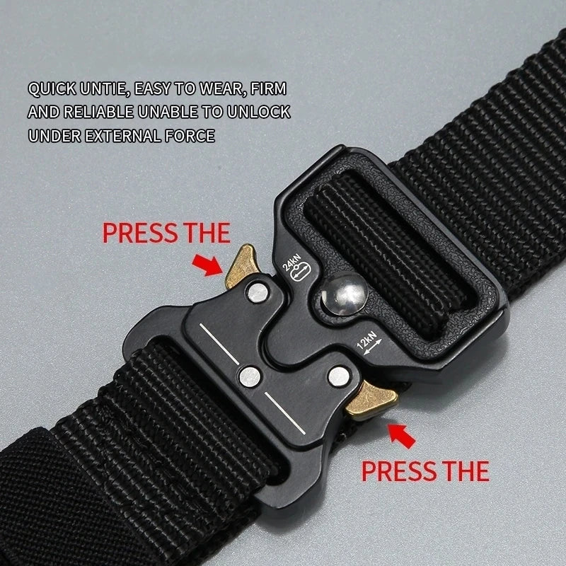 Men's Tactical Canvas Belt – Heavy-Duty Nylon Buckle Belt