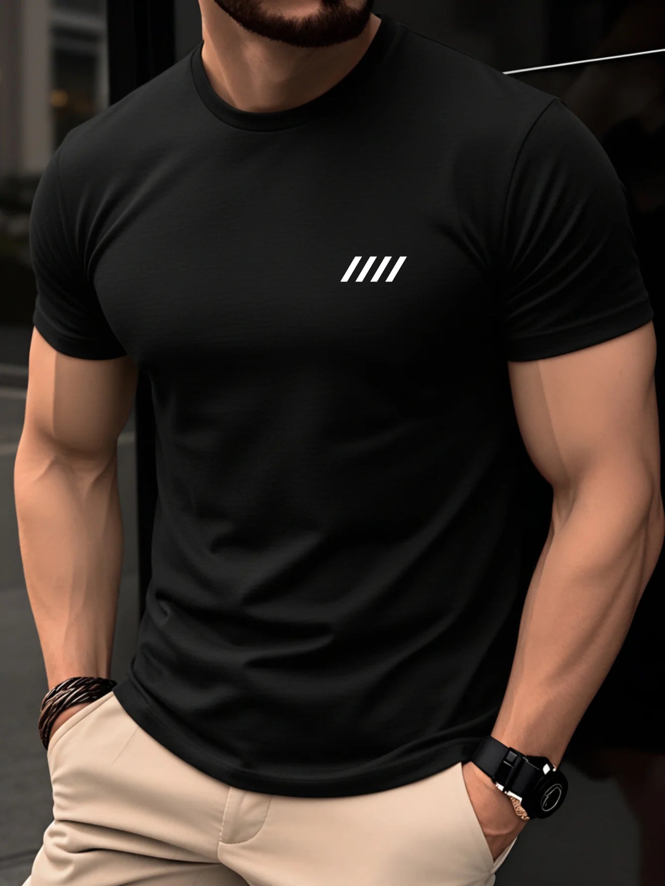 Men's Compass Print T-Shirt – Retro Cotton Graphic Tee