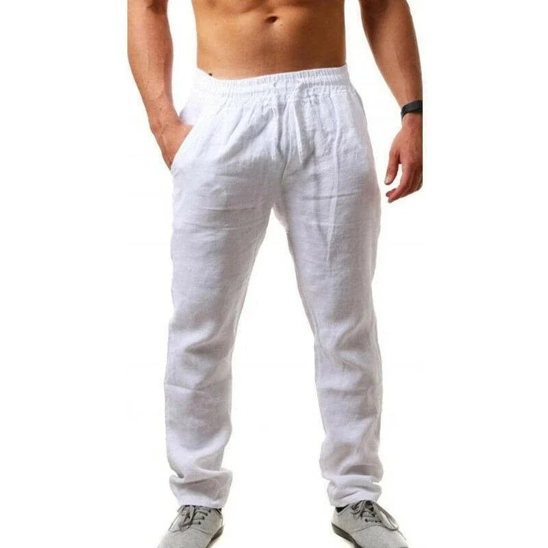 Men's Cotton Linen Trousers – Breathable Straight Leg Pants