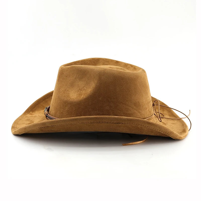 Unisex Suede Western Hat – Vintage Rolled Brim Felt Hat