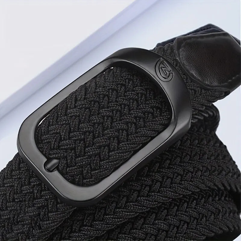 Unisex Woven Elastic Belt – No-Buckle Punch Casual Belt