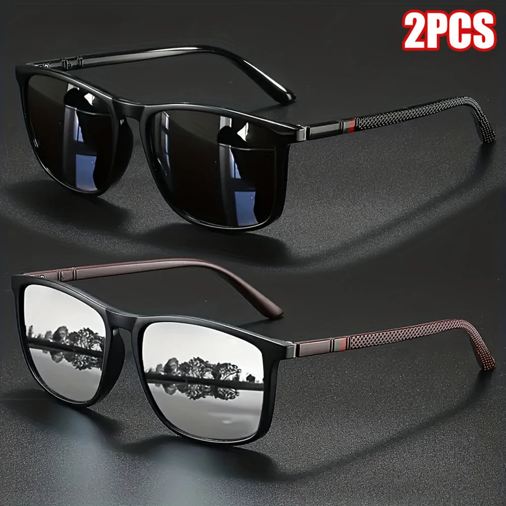 Men's Polarized Square Sunglasses – UV400 Sports Eyewear (2-Pack)