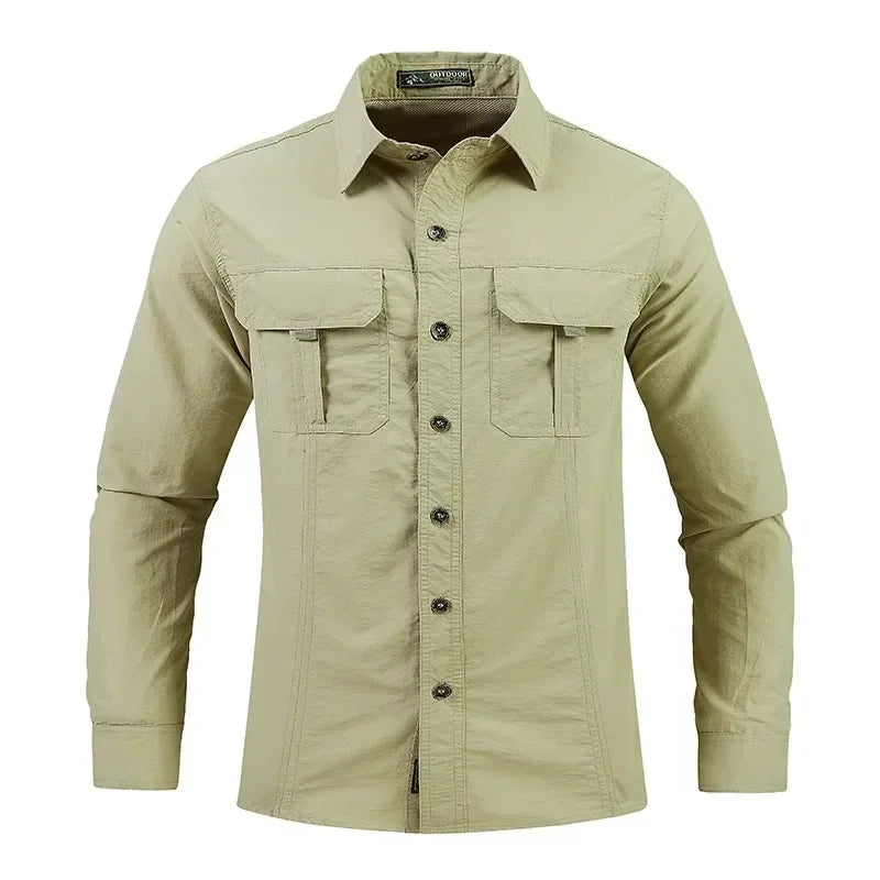 Men's Long-Sleeve Tactical Shirt – Breathable Sun Protection Top