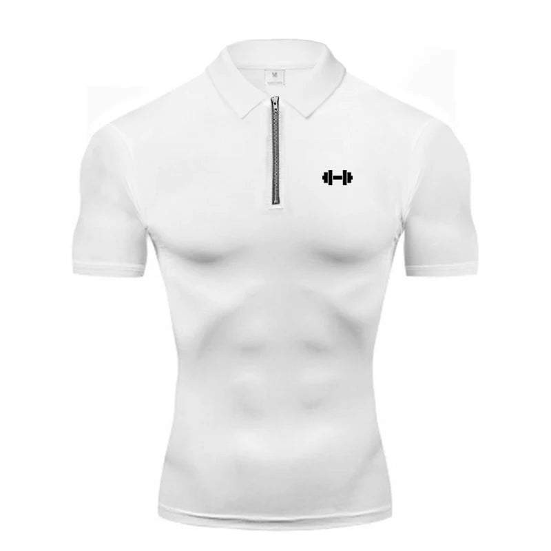 Men's Compression Polo Shirt – Muscle Fit Gym Training Top