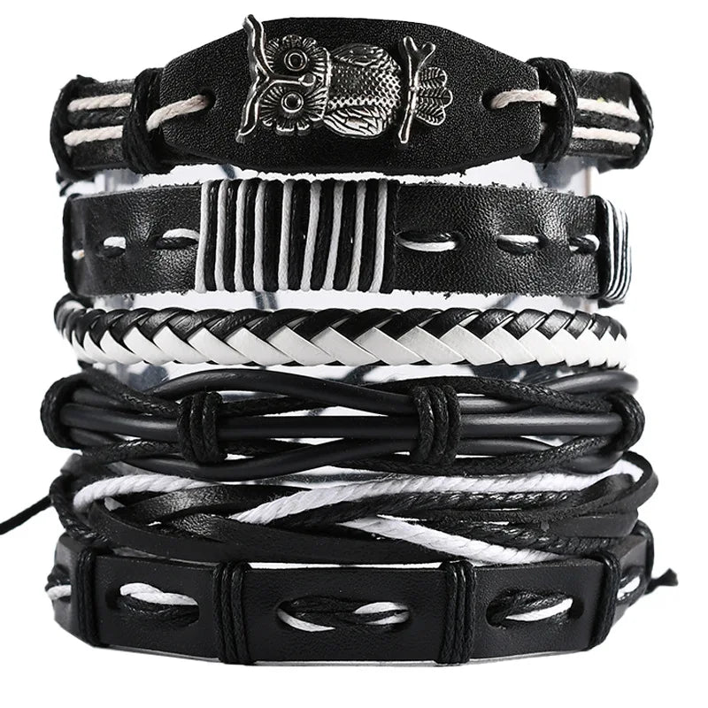 Men's Viking Skull Bracelet – Woven Leather Wristband
