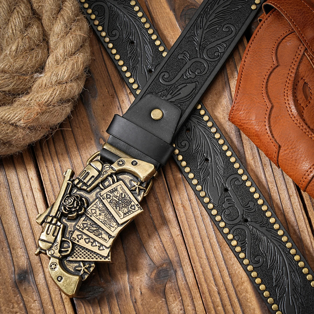 Unisex Retro Western Belt – PU Leather with Metal Buckle