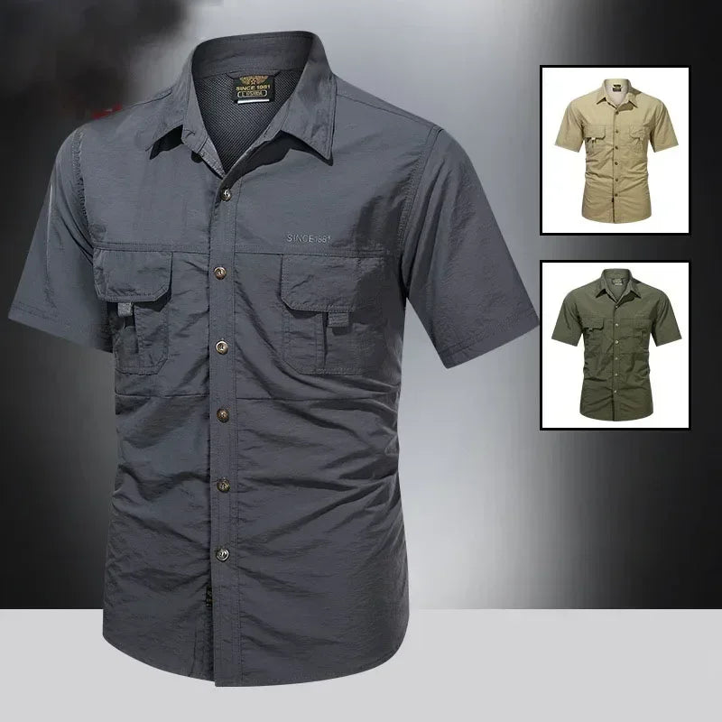 Men's Quick-Dry Tactical Shirt – Hiking & Hunting Short Sleeve Top