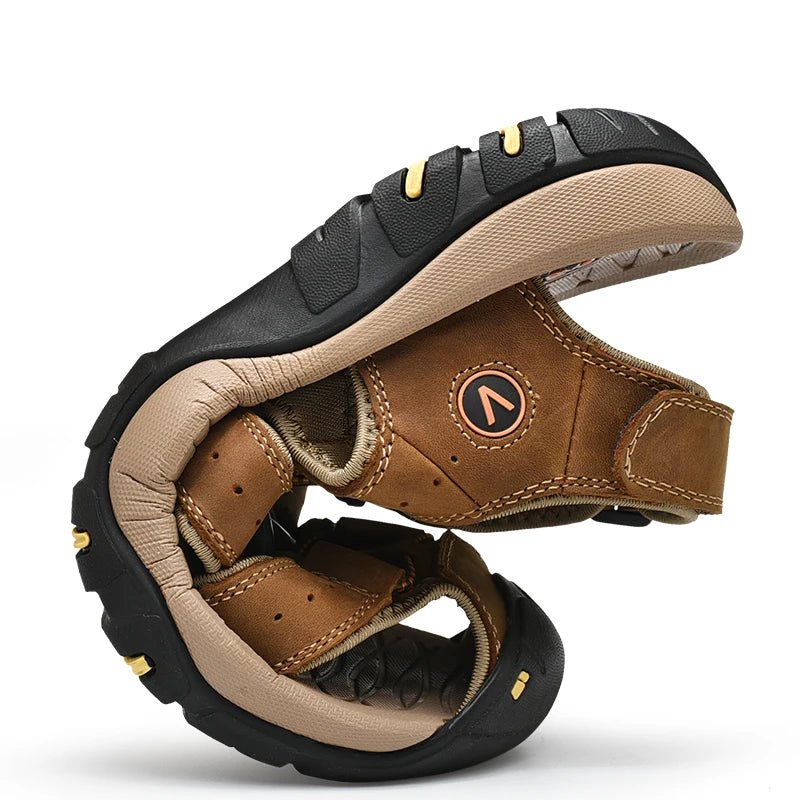 Men's Genuine Leather Sandals – Roman Style Beach Shoes (Plus Size)