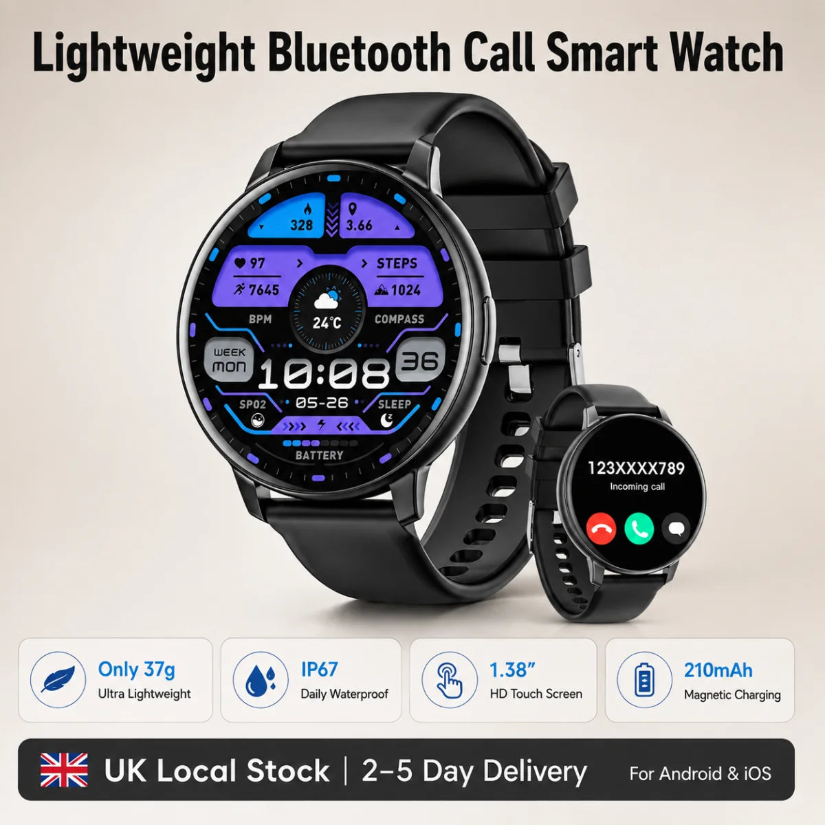 Smart Watch – Bluetooth Calling, Heart Rate & Sleep Monitor