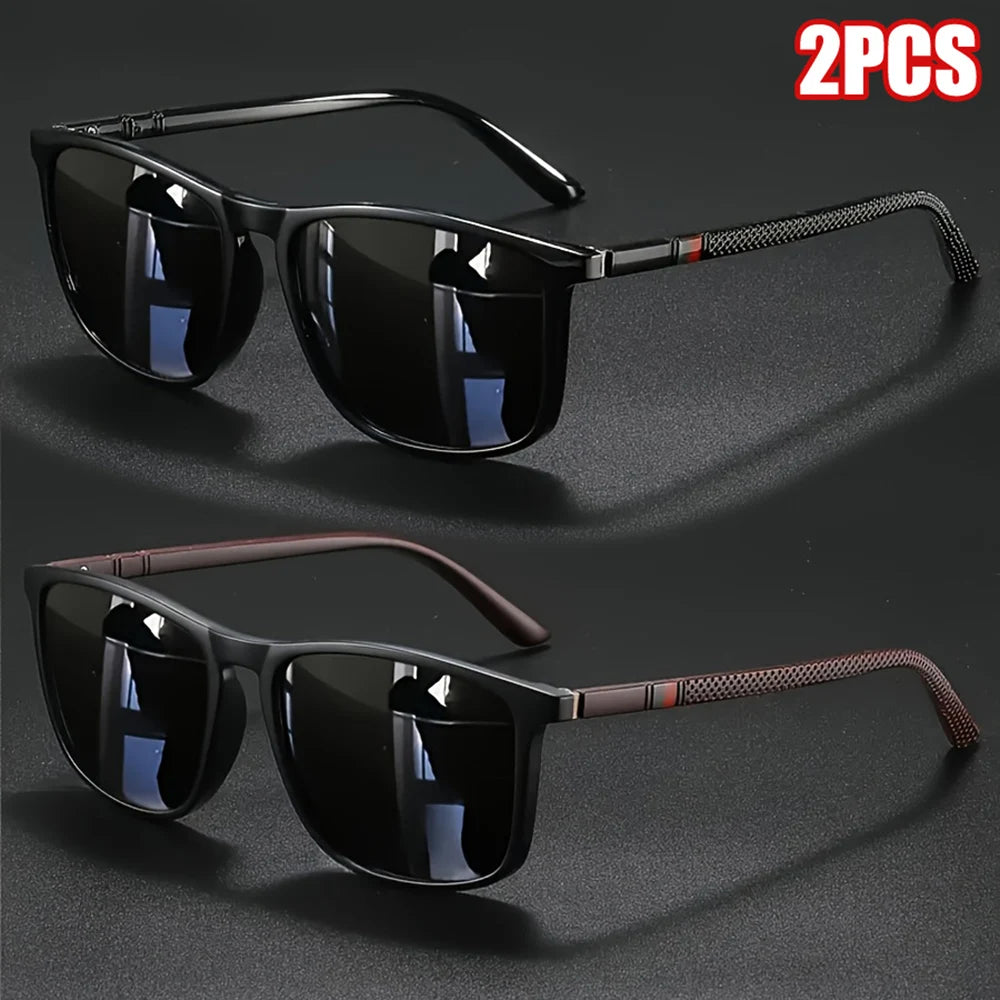 Men's Polarized Square Sunglasses – UV400 Sports Eyewear (2-Pack)