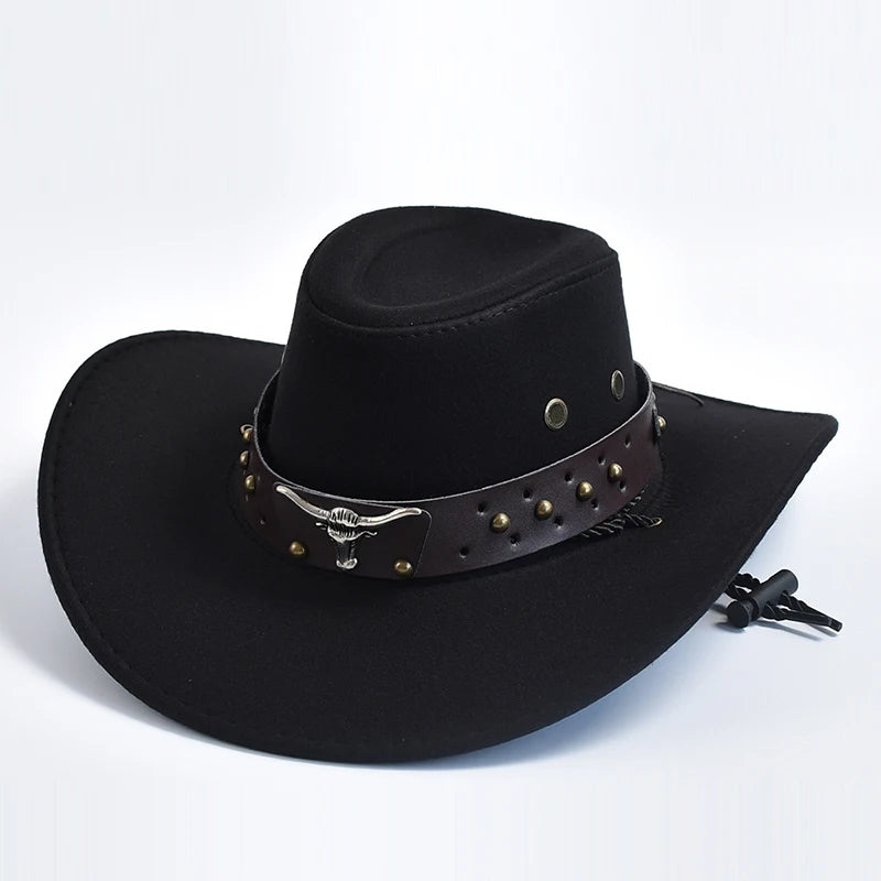 Unisex Suede Western Cowboy Hat – Vintage Wide Brim