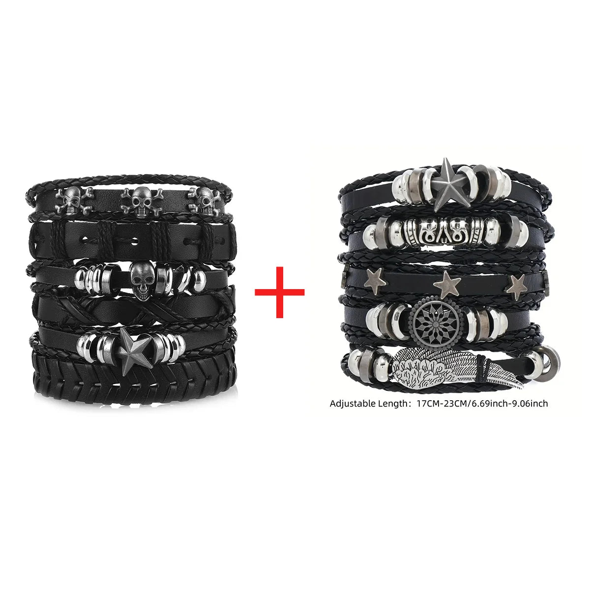 Men's Viking Skull Bracelet – Woven Leather Wristband