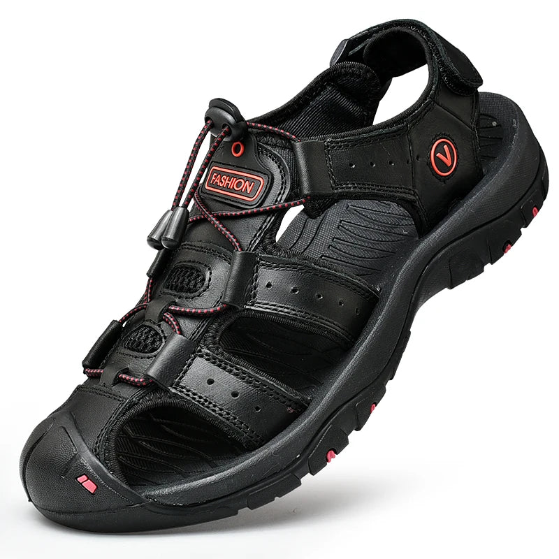 Men's Genuine Leather Sandals – Roman Style Beach Shoes (Plus Size)