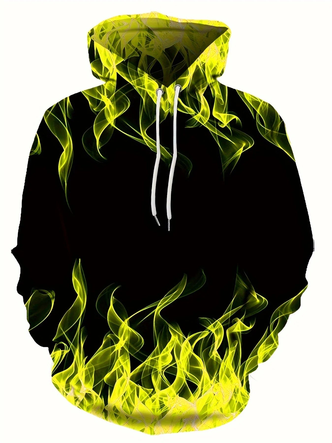 Men's Flame Print Hoodie – Oversized Pullover Sweatshirt