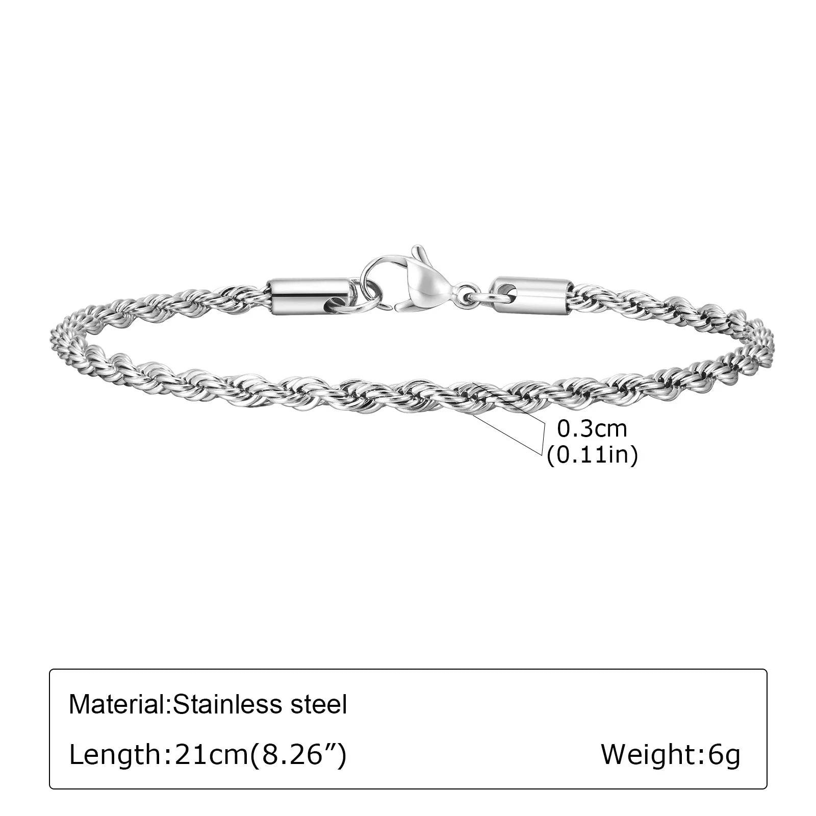 Men's Stainless Steel Chain Bracelet – Hip Hop Link Wristband