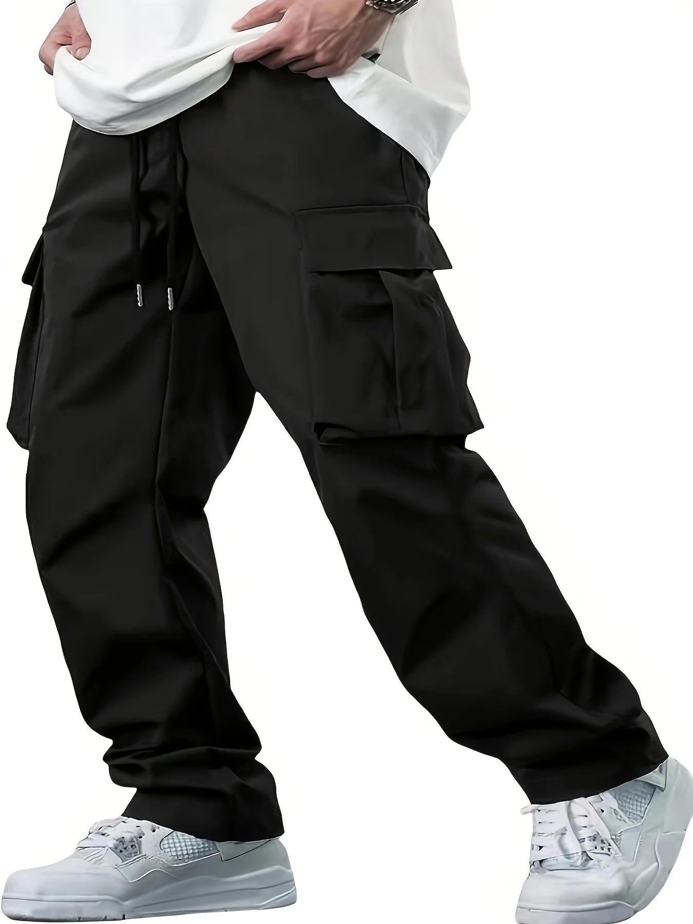 Men's Multi-Pocket Cargo Trousers – Drawstring Casual Pants
