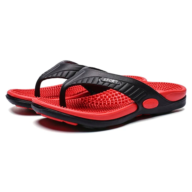 Men's Elastic Massage Flip Flops – Breathable Beach Sandals