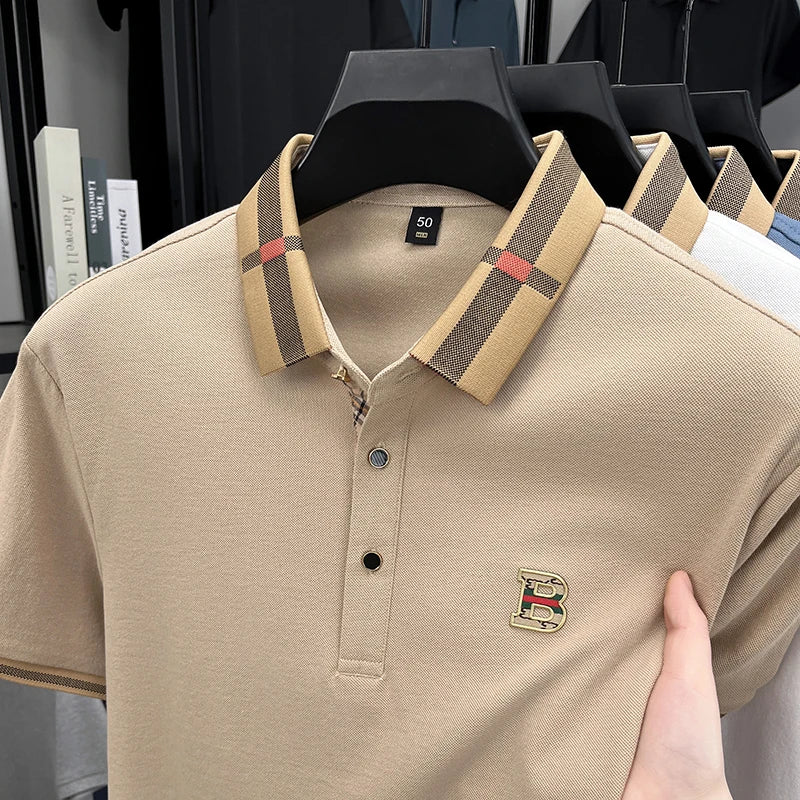 Men's Classic Cotton Polo Shirt – Badge Detail Short Sleeve
