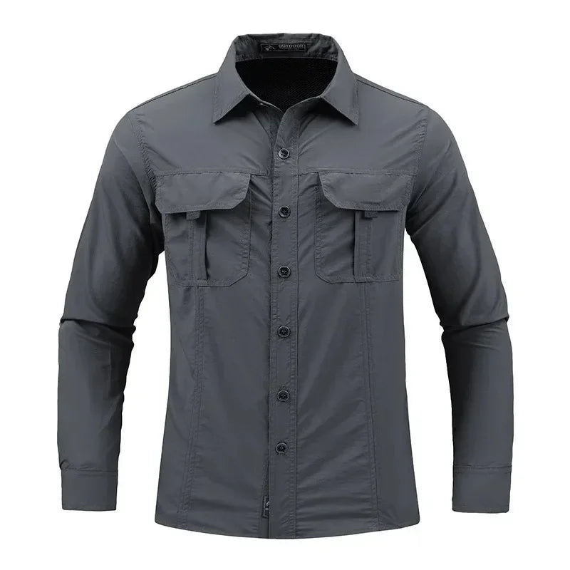 Men's Long-Sleeve Tactical Shirt – Breathable Sun Protection Top