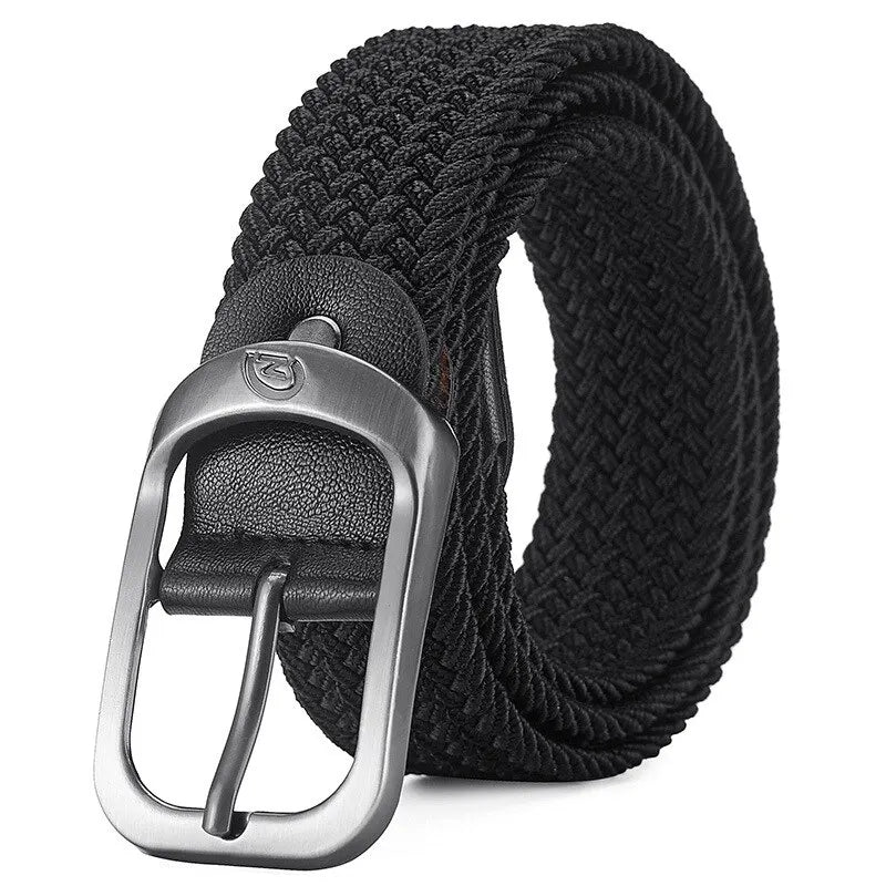 Unisex Woven Elastic Belt – No-Buckle Punch Casual Belt