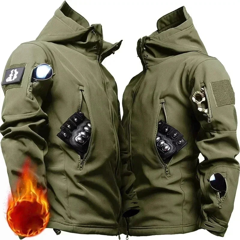 Men's Winter Tactical Jacket Set – Waterproof Hooded Combat Suit