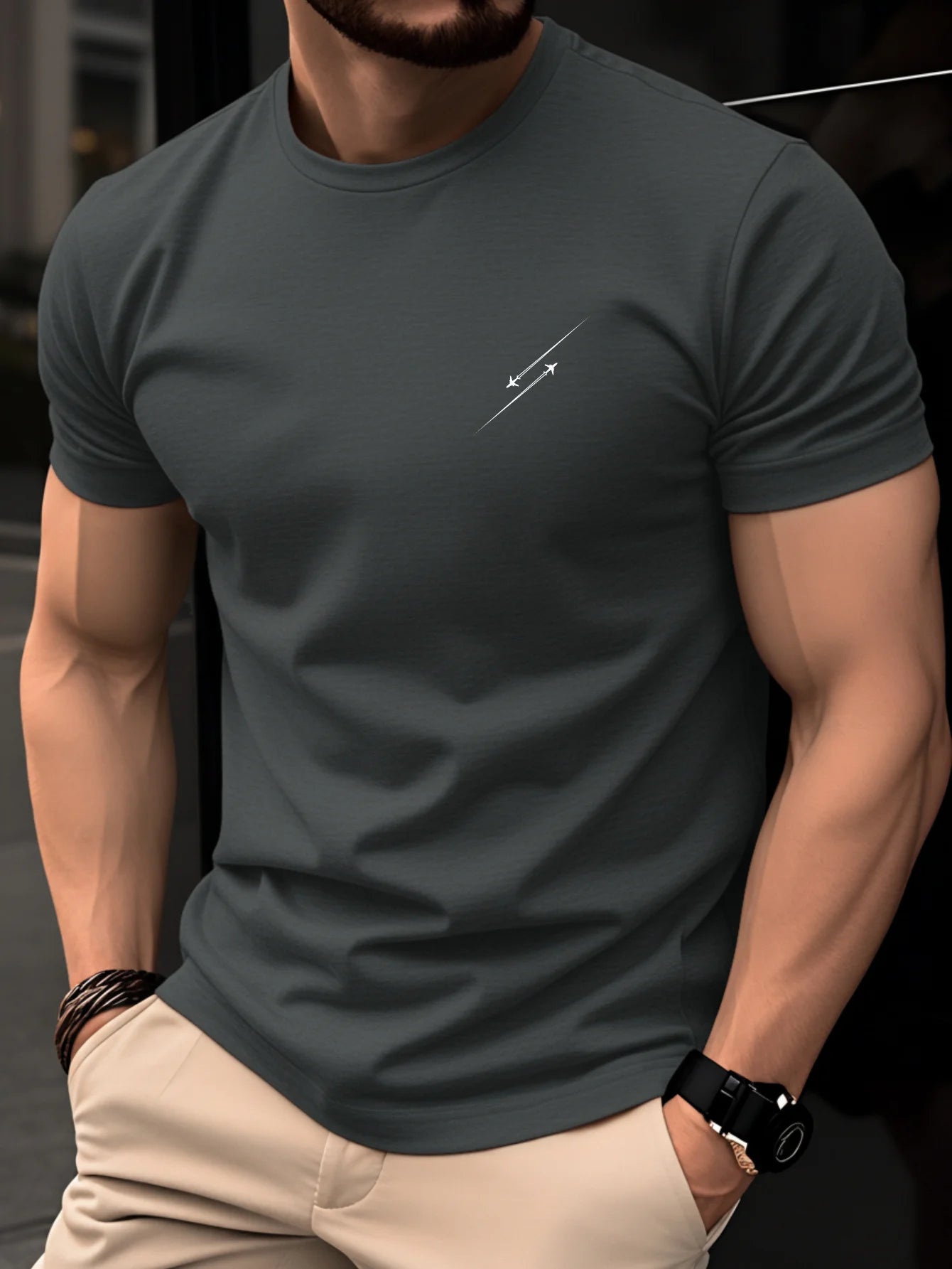 Men's Compass Print T-Shirt – Retro Cotton Graphic Tee