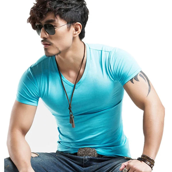 Men's V-Neck Fitness T-Shirt – Lightweight Training Tee