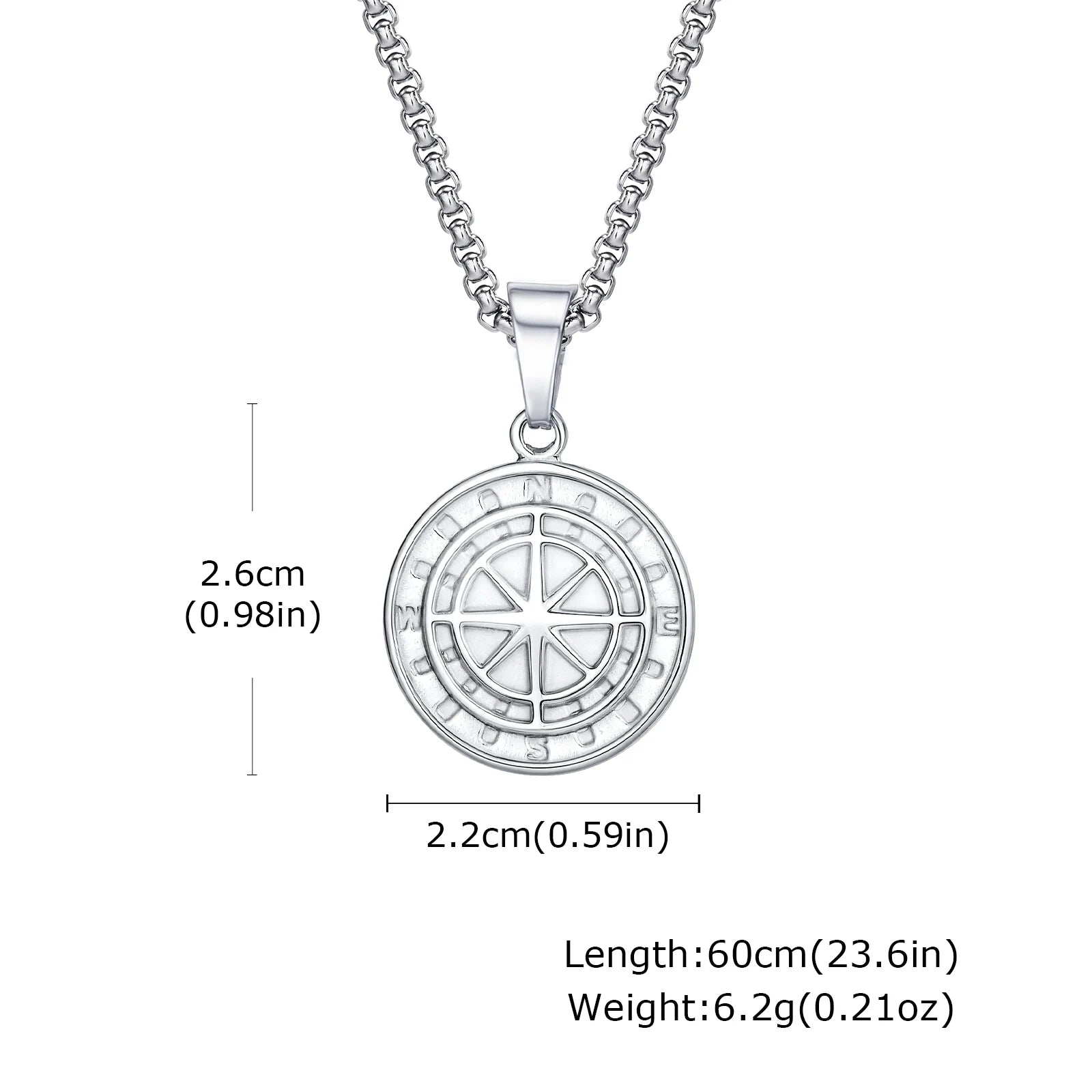 Men's Compass Pendant Necklace – Stainless Steel Chain