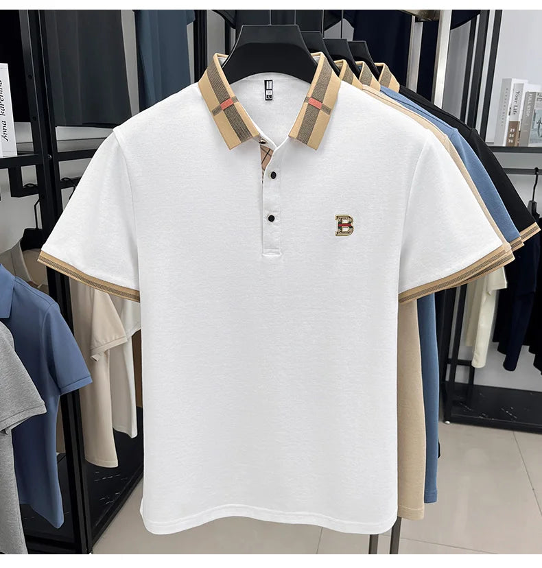 Men's Classic Cotton Polo Shirt – Badge Detail Short Sleeve
