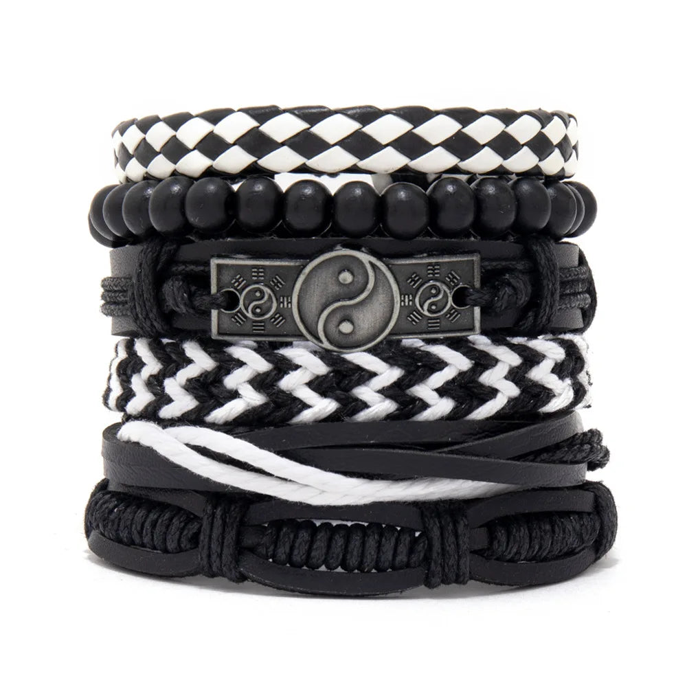 Men's Viking Skull Bracelet – Woven Leather Wristband