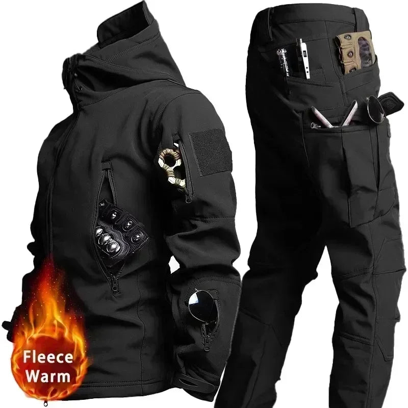 Men's Winter Tactical Jacket Set – Waterproof Hooded Combat Suit