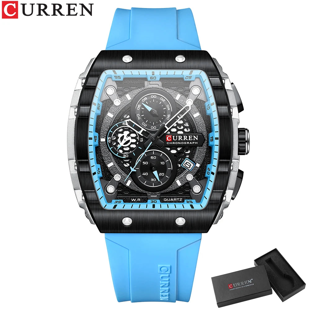 Men's Square Dial Quartz Watch – Sports Wristwatch