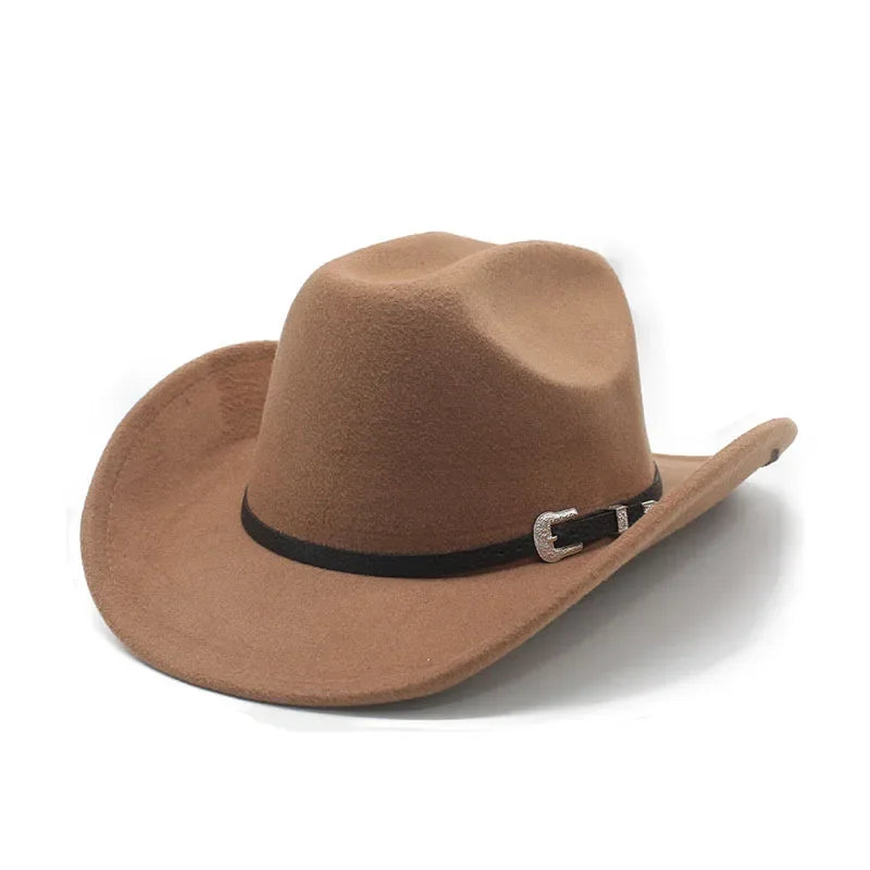 Unisex Wool Felt Cowboy Hat – Wide Brim Equestrian Riding Cap