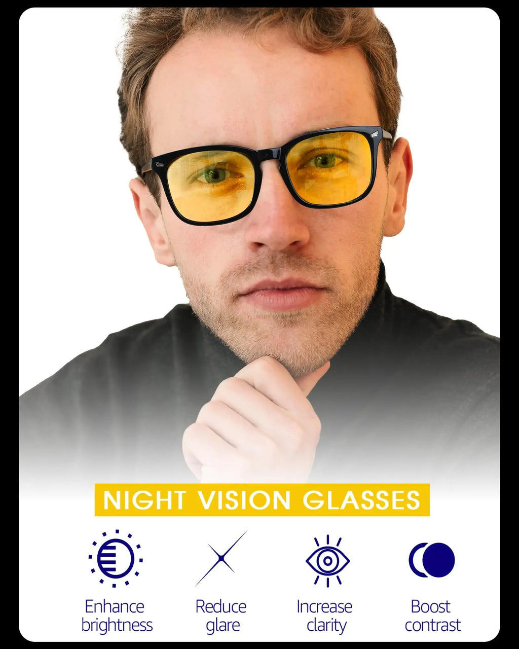 Men's Night Driving Glasses – Polarised Anti-Glare Yellow Lens