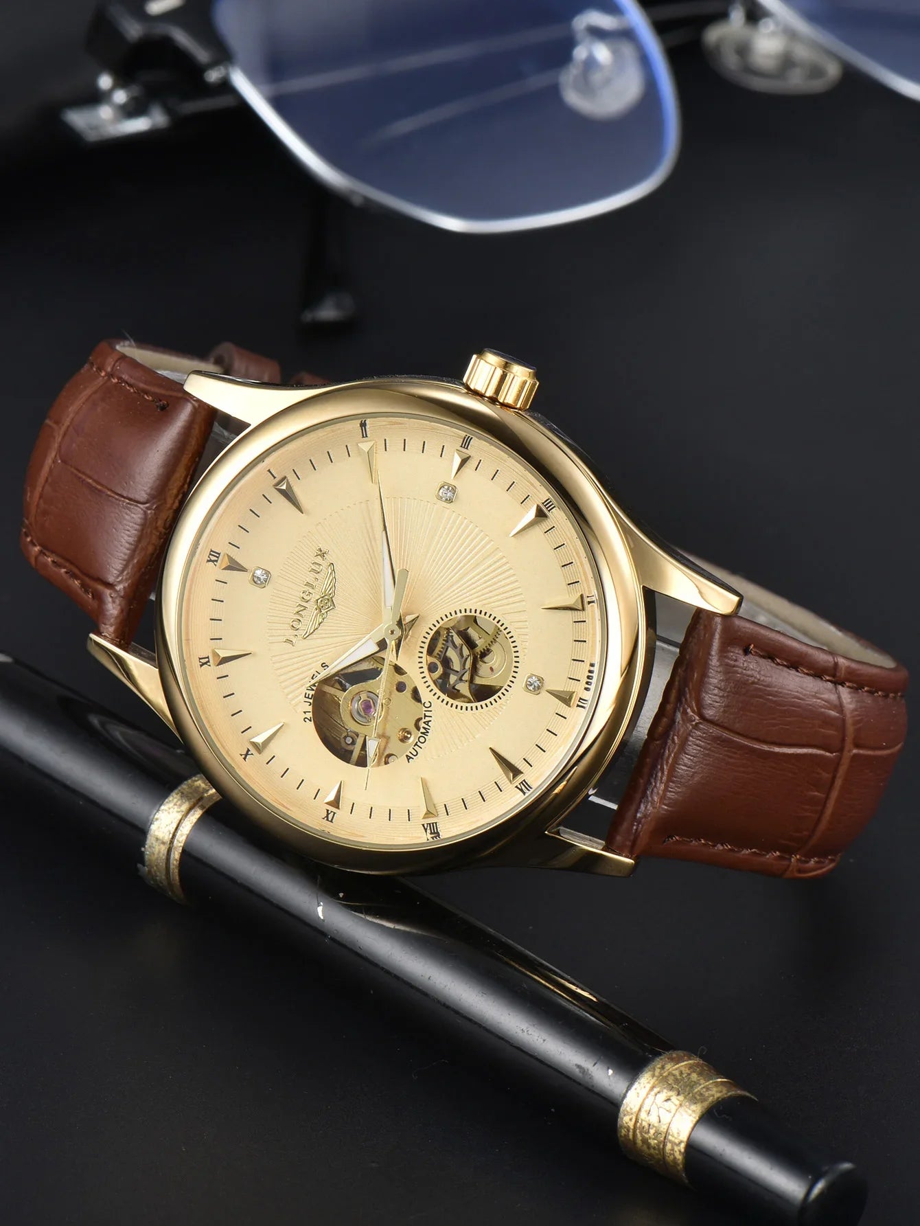 Men's Skeleton Automatic Watch – Elegant Mechanical Wristwatch