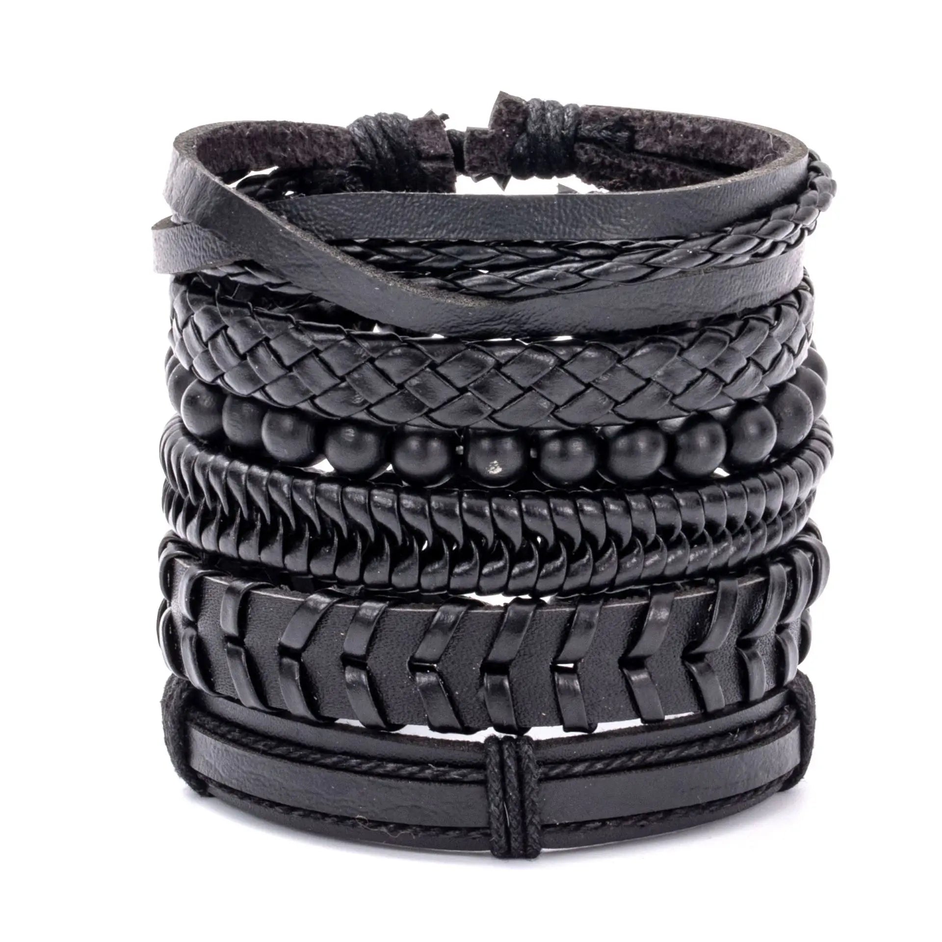 Men's Viking Skull Bracelet – Woven Leather Wristband