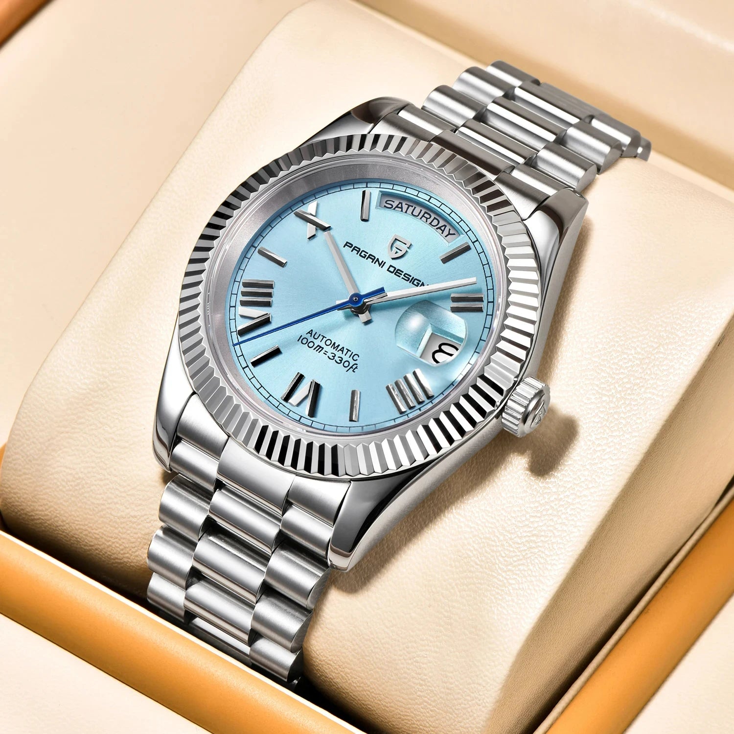 Men's Automatic Mechanical Watch – Sapphire Crystal, 10 Bar Water Resistance