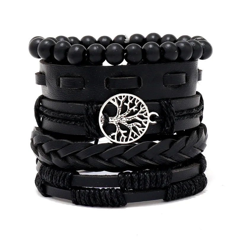 Men's Viking Skull Bracelet – Woven Leather Wristband