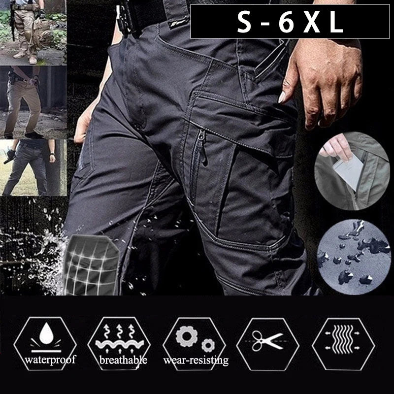 Men's Combat Cargo Trousers – Multi-Pocket Military Style Pants (Plus Size)