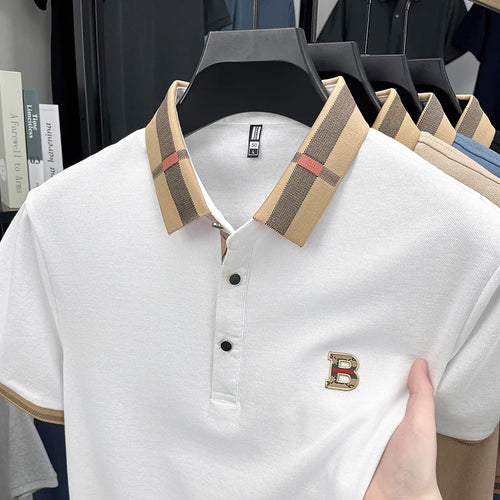 Men's Classic Cotton Polo Shirt – Badge Detail Short Sleeve