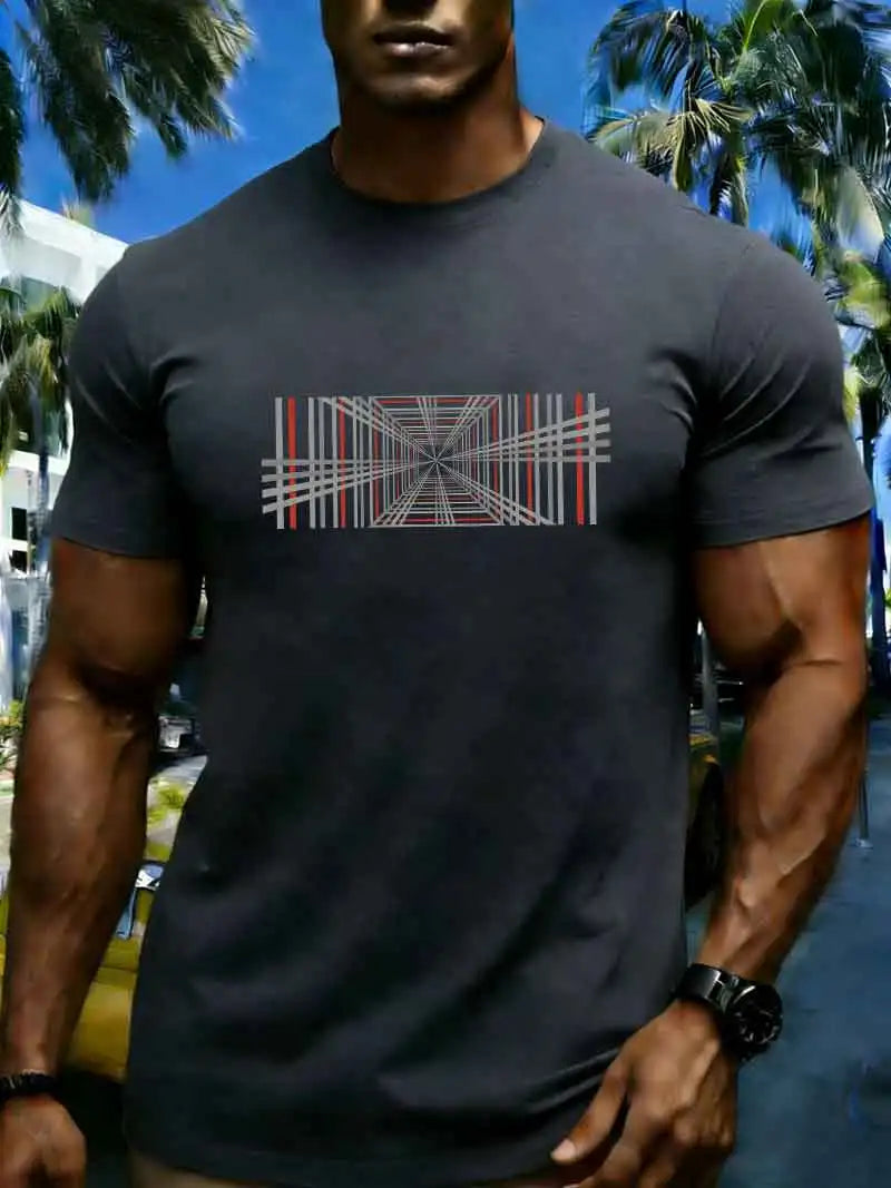 Men's Compass Print T-Shirt – Retro Cotton Graphic Tee