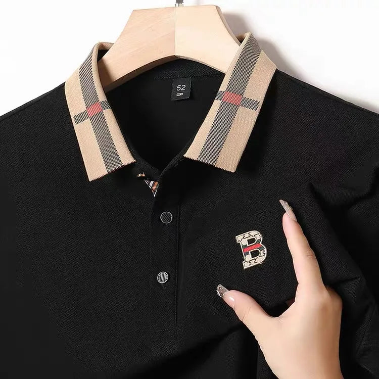 Men's Classic Cotton Polo Shirt – Badge Detail Short Sleeve