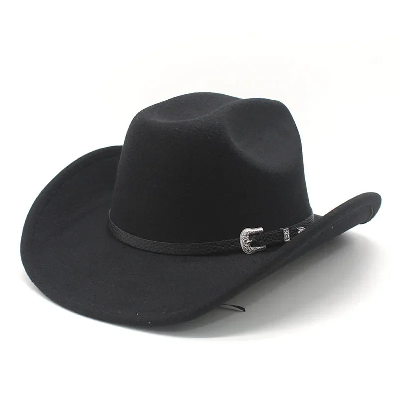Unisex Wool Felt Cowboy Hat – Wide Brim Equestrian Riding Cap