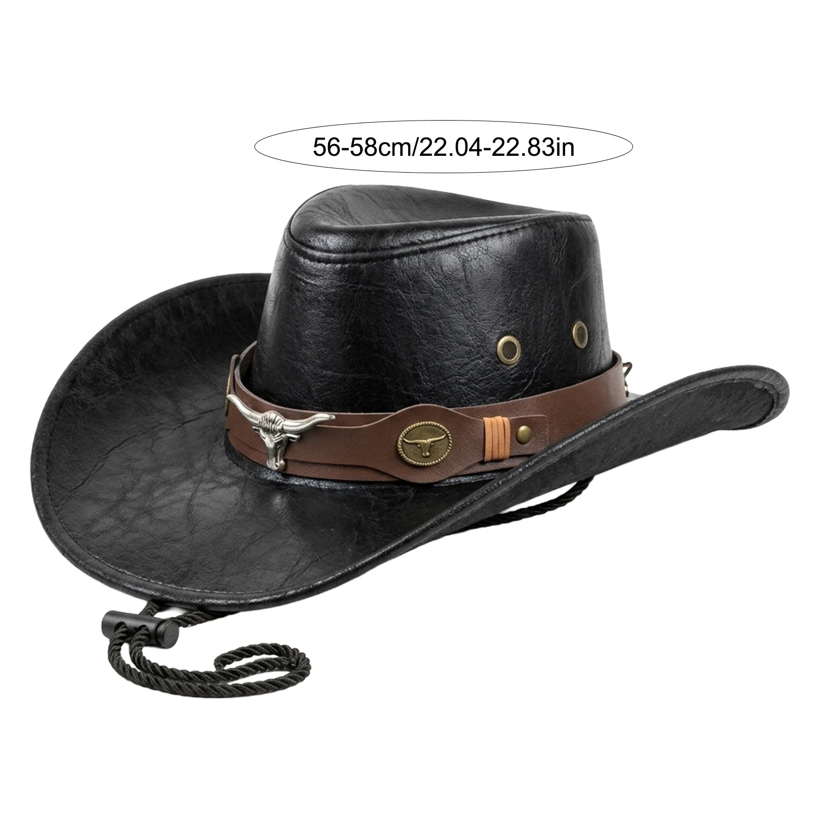Unisex Faux Leather Cowboy Hat – Wide Brim Western Style